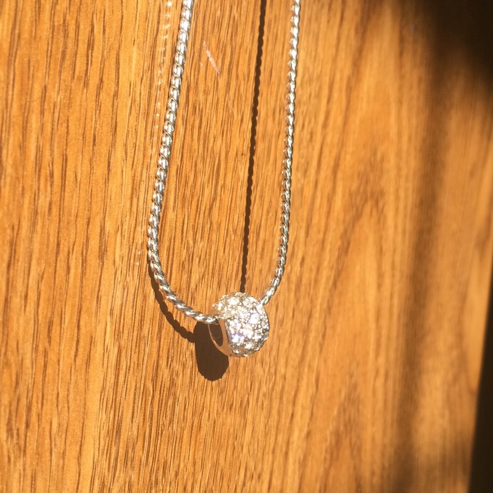 Silver Bejeweled Round Pendent Necklace - Picture 1 of 3